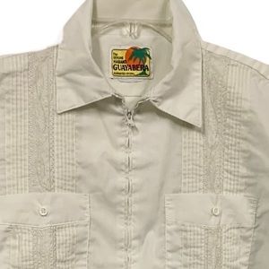 Cuban Guayabera Shirt Beige  Size Large